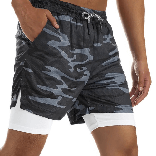 Shorts de compressão esportivo com camada dupla - Slim
