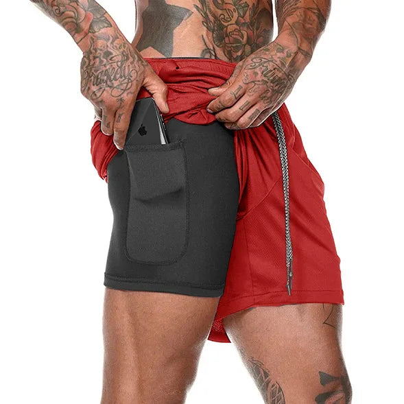 Shorts de compressão esportivo com camada dupla - Slim