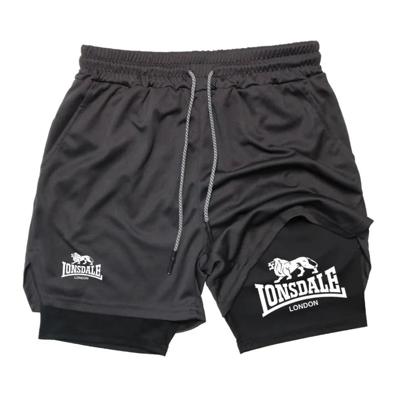Shorts de compressão esportivo com camada dupla - Lonsdale