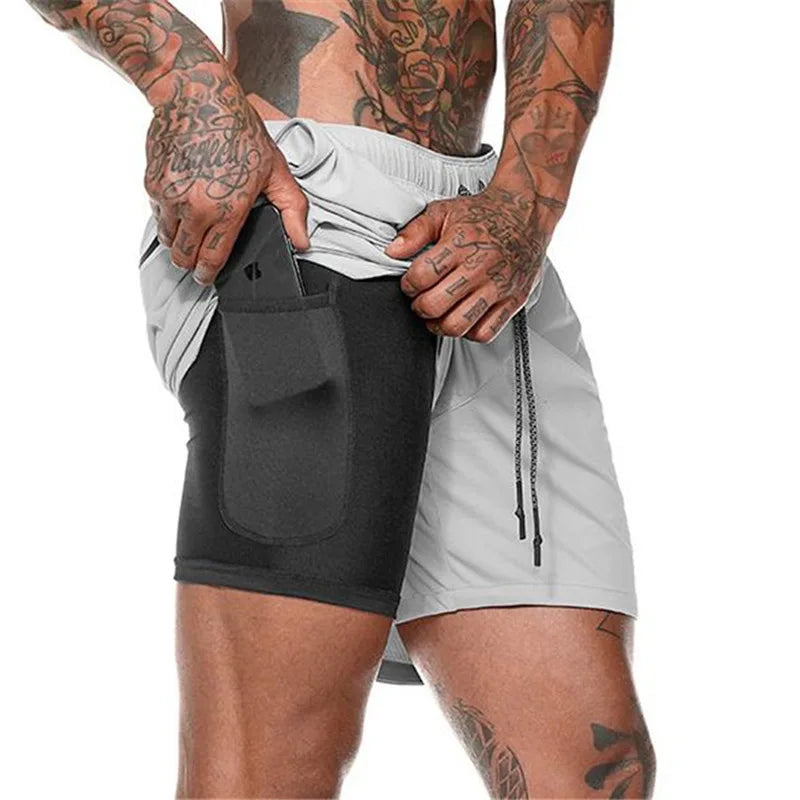 Shorts de compressão esportivo com camada dupla - Slim