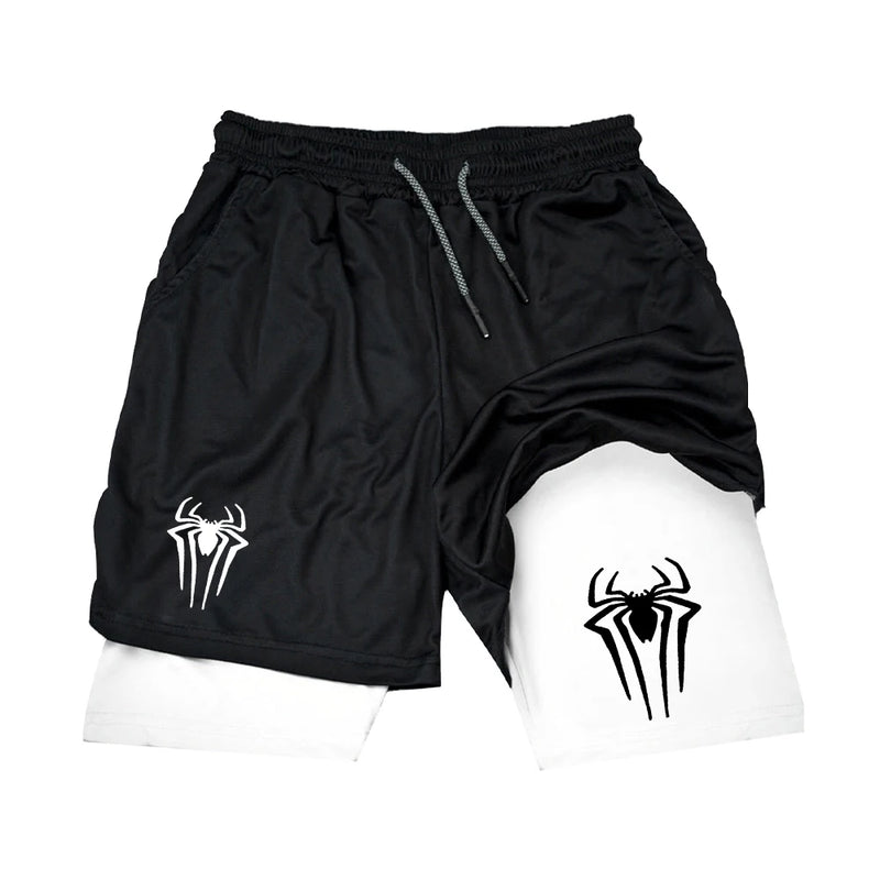 Shorts de compressão esportivo com camada dupla - Spider