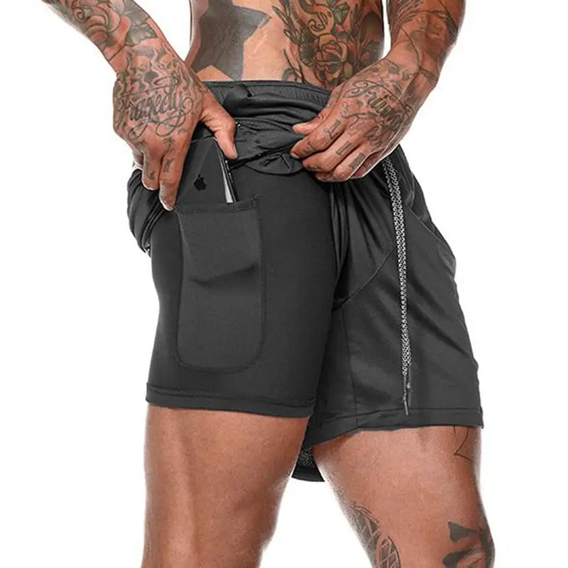 Shorts de compressão esportivo com camada dupla - Slim