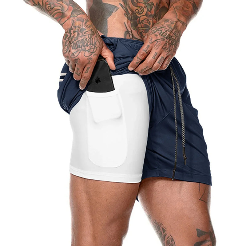 Shorts de compressão esportivo com camada dupla - Slim