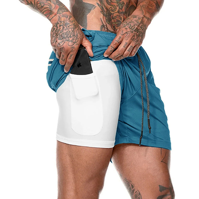 Shorts de compressão esportivo com camada dupla - Slim