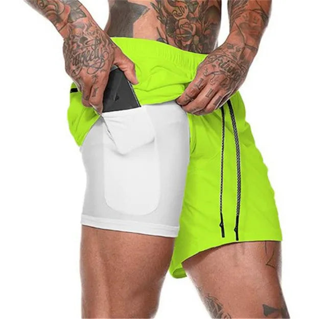 Shorts de compressão esportivo com camada dupla - Slim