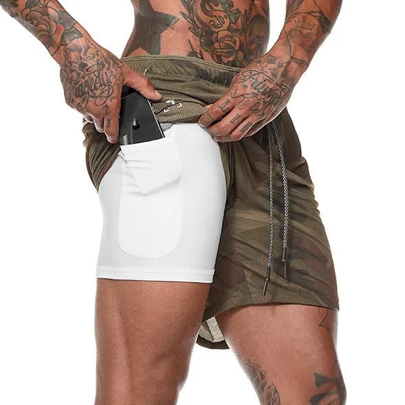 Shorts de compressão esportivo com camada dupla - Slim