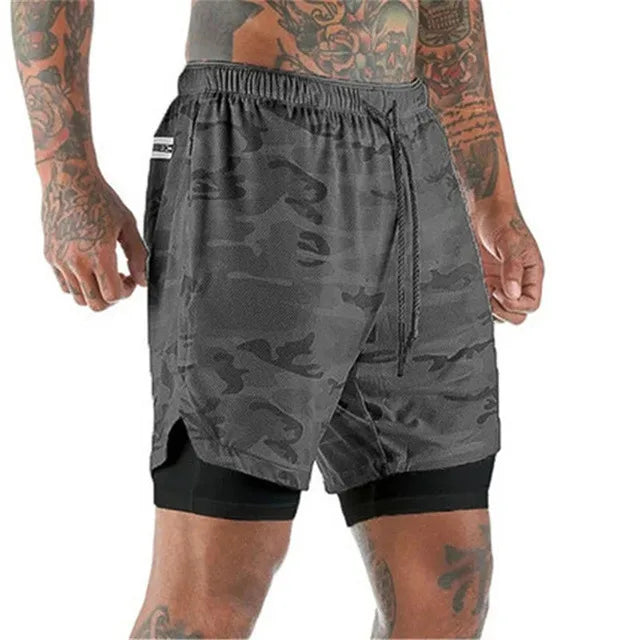 Shorts de compressão esportivo com camada dupla - Slim