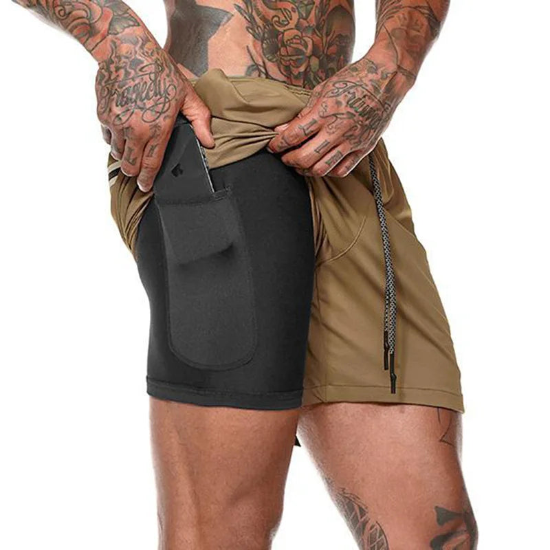Shorts de compressão esportivo com camada dupla - Slim
