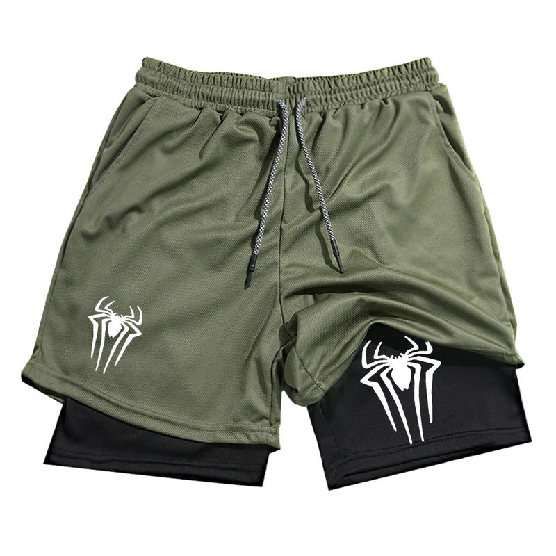 Shorts de compressão esportivo com camada dupla - Spider